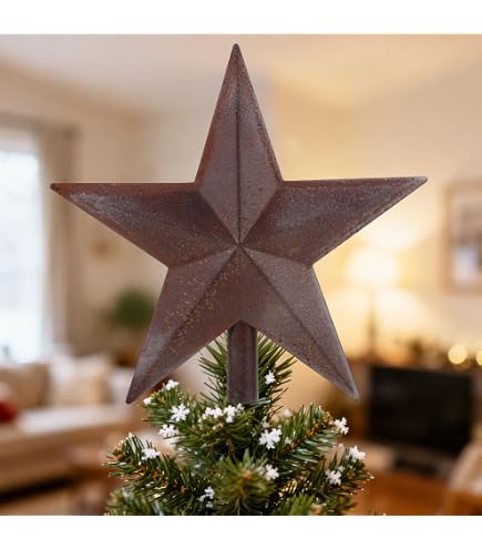 Amazon.com: MorningRo 9 Inch Rusty Christmas Star Tree Topper